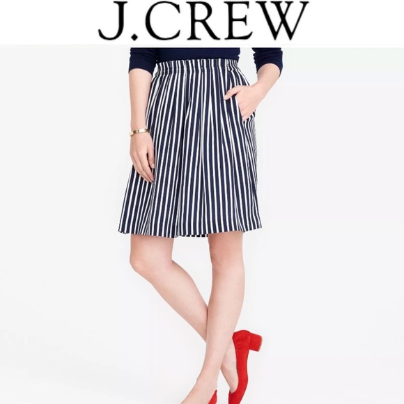 J. Crew Factory Dresses & Skirts - 4 J. Crew Merchandile Navy Striped Pleated Skirt